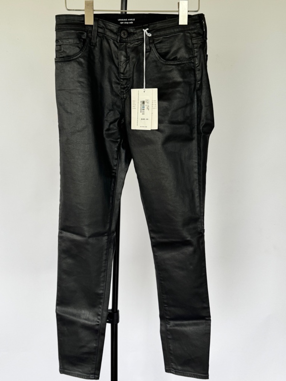 AG Adriano Goldschmied Black Coated Skinny Jeans